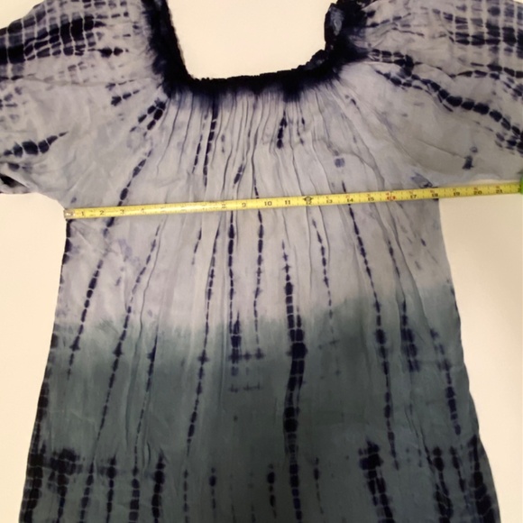 Boho Whimsigoth Shibori Tie-Dye Peasant Rayon Tunic Top L Flowy Bell Sleeve - Picture 11 of 12